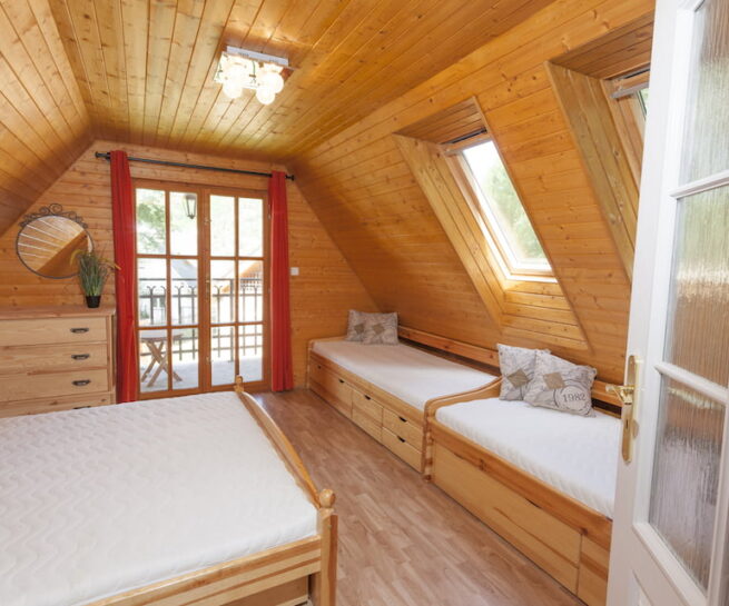 Ložnice v 1. patře chata Panorama Slapy